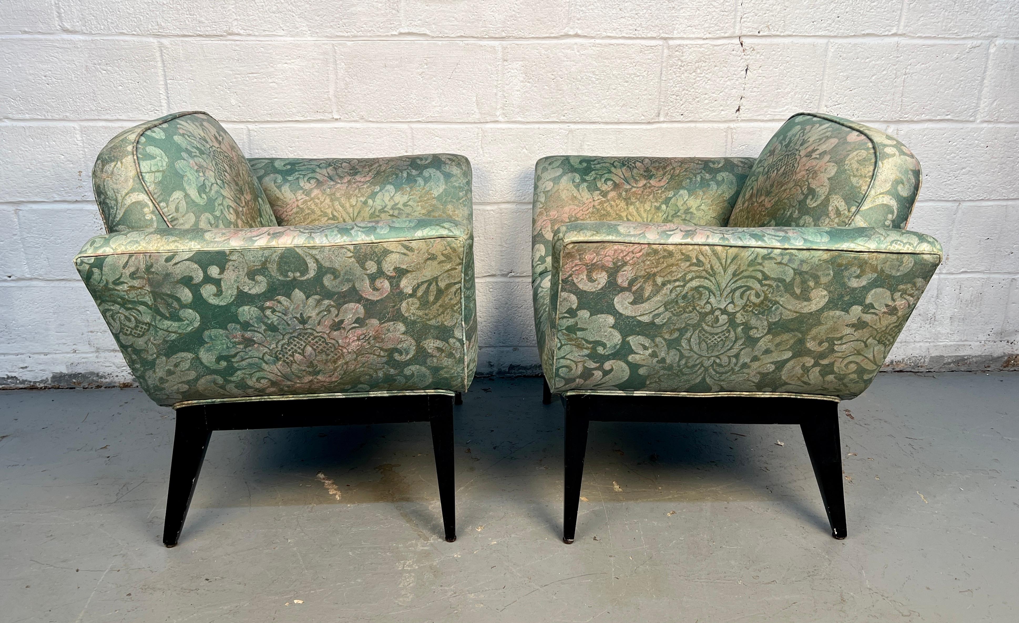 Sedie da salotto imbottite floreali di metà secolo In condizioni buone in vendita a Brooklyn, NY