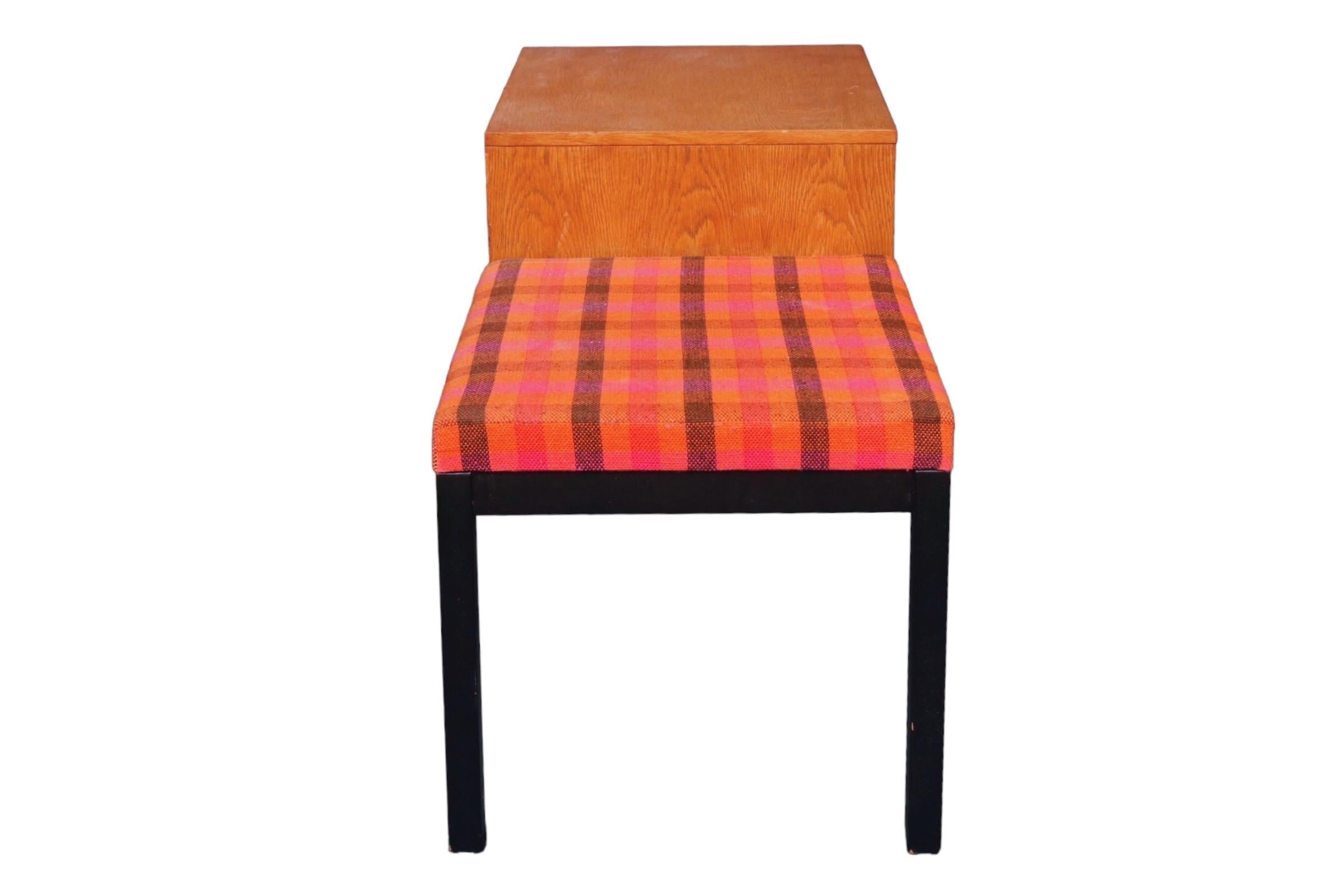Mid Century Upholstered Hall Bench In Good Condition In Hudson, NY