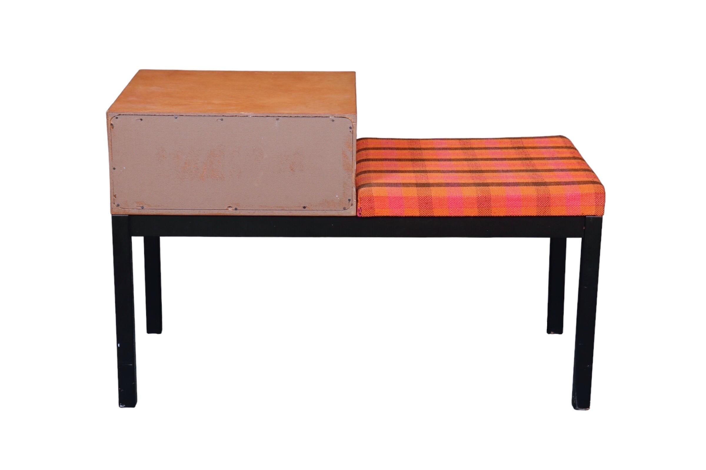 Late 20th Century Mid Century Upholstered Hall Bench