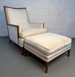 Mid-Century Upholstered Lounge Chair and Ottoman