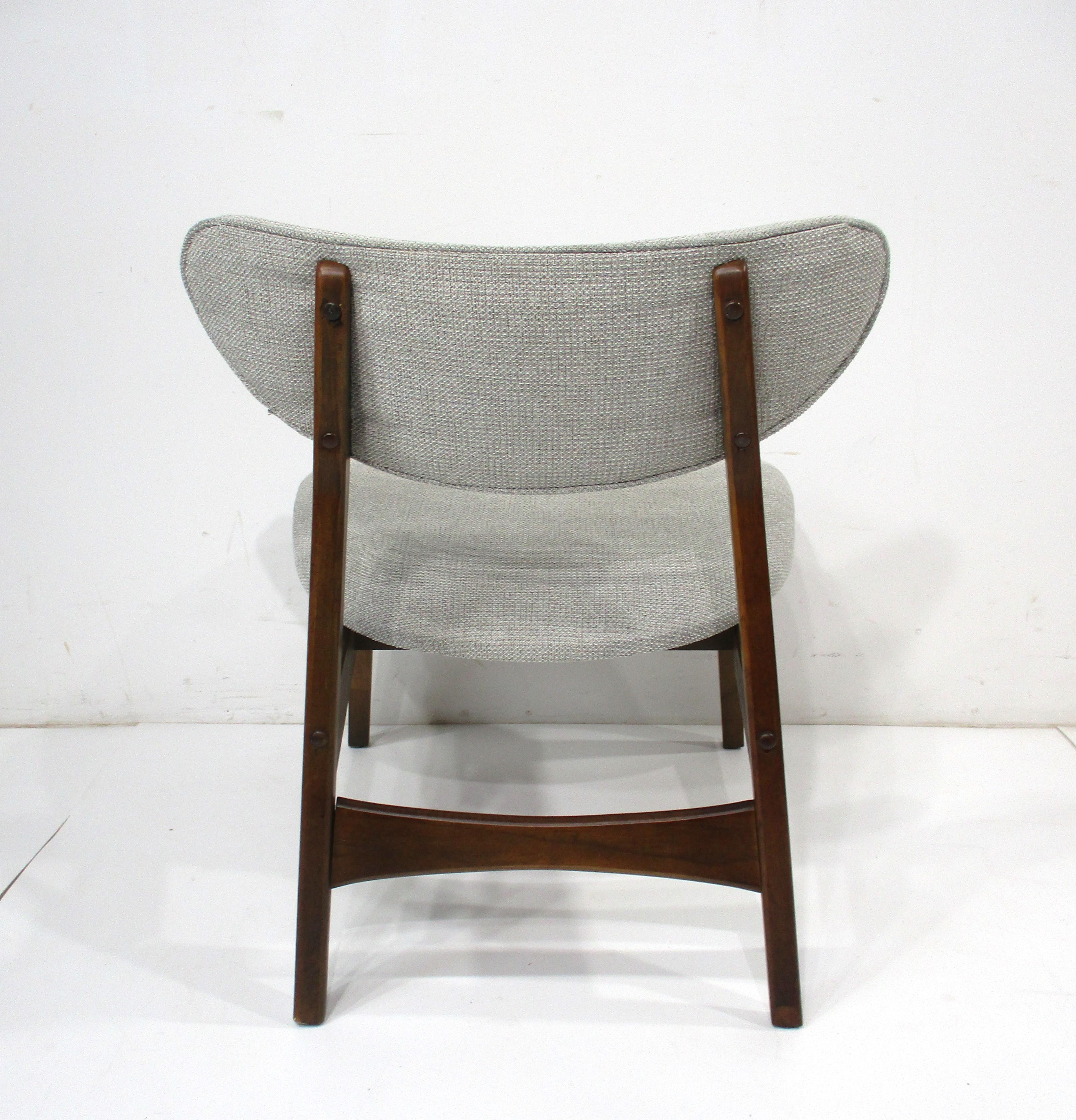 Upholstery Mid Century Upholstered Lounge Chairs in the style of Peter Hvidt   For Sale