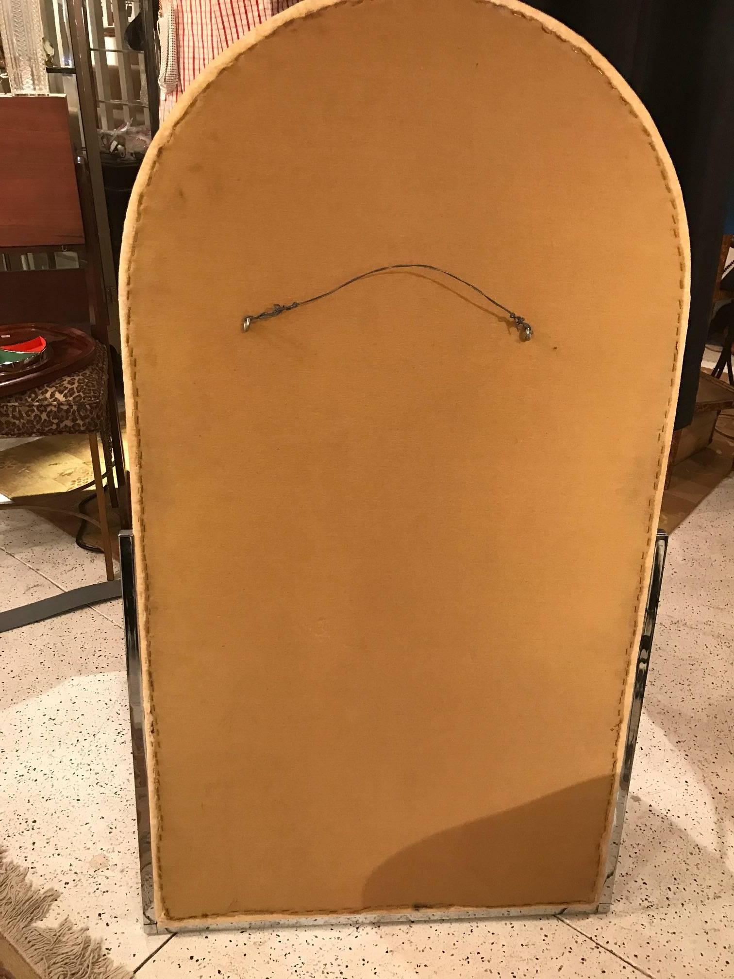 Midcentury Upholstered Mirror In Excellent Condition In Lambertville, NJ