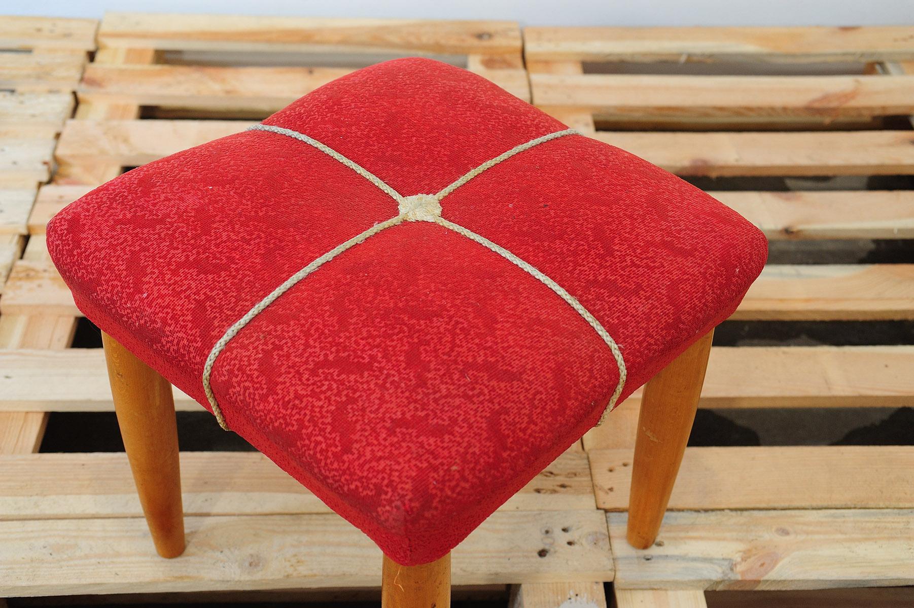 Mid century upholstered stool by ULUV, 1960´s, Czechoslovakia For Sale 4