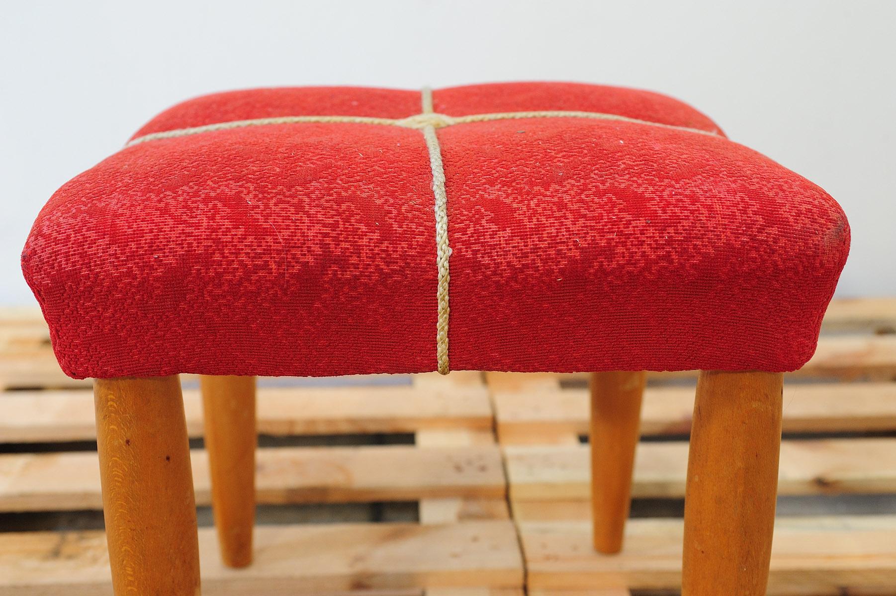 Mid century upholstered stool by ULUV, 1960´s, Czechoslovakia For Sale 9