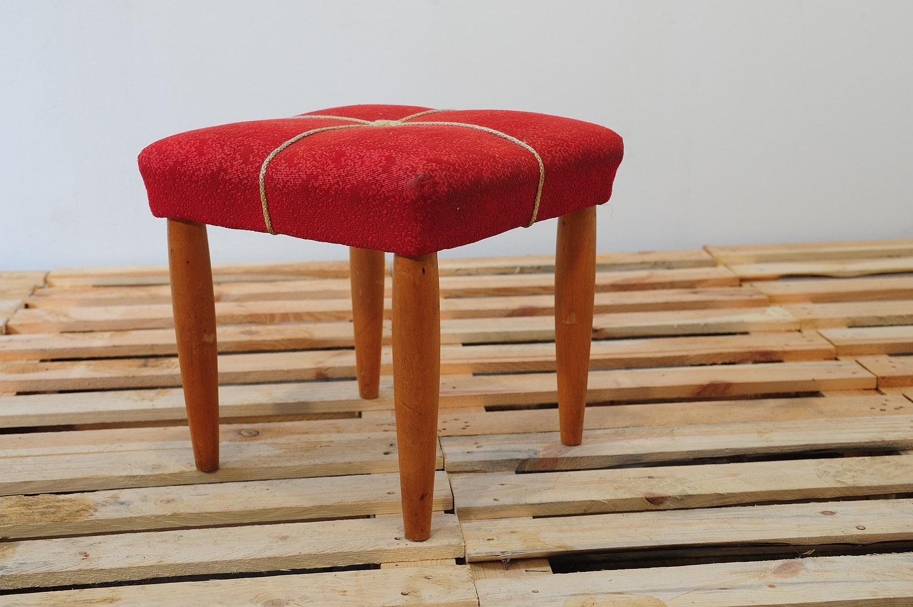 Mid-Century Modern Mid century upholstered stool by ULUV, 1960´s, Czechoslovakia For Sale