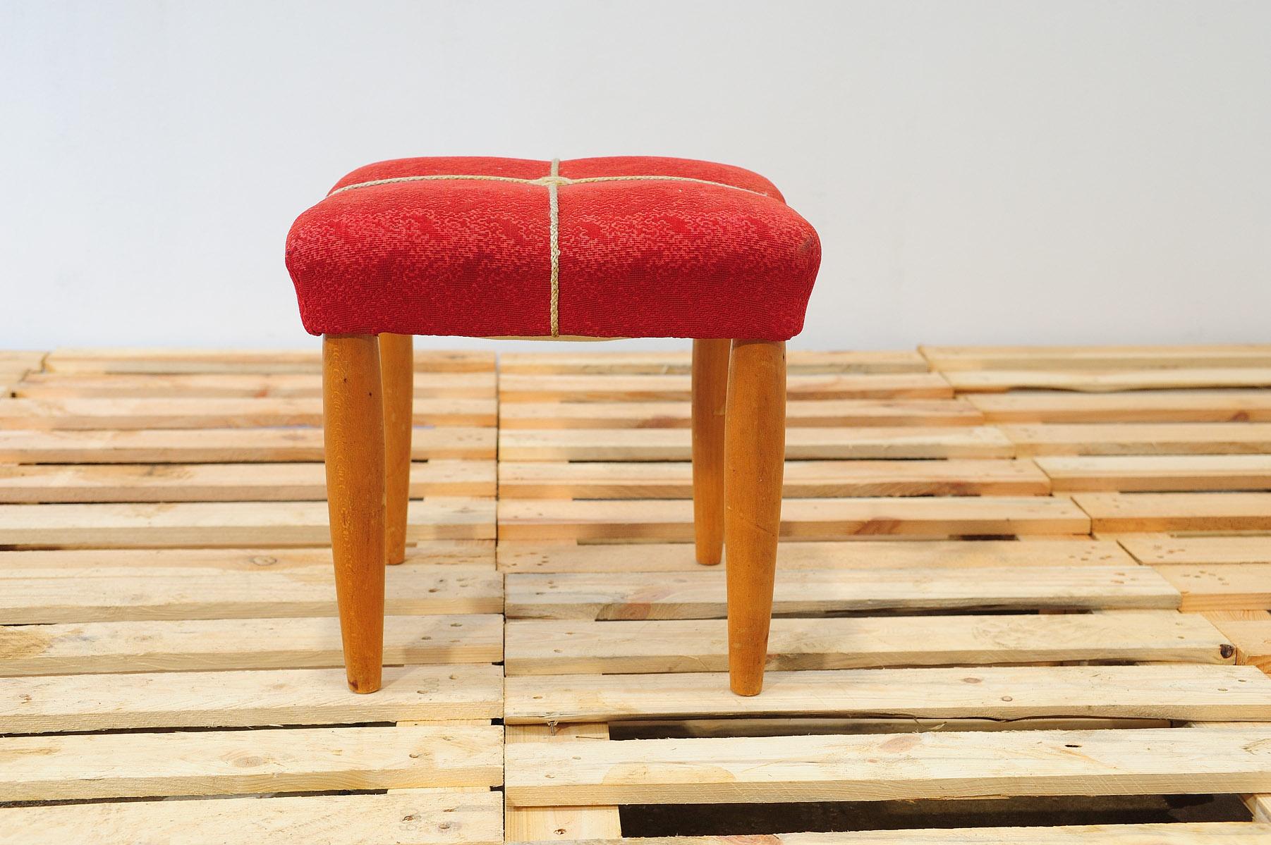 Mid century upholstered stool by ULUV, 1960´s, Czechoslovakia In Good Condition For Sale In Prague 8, CZ
