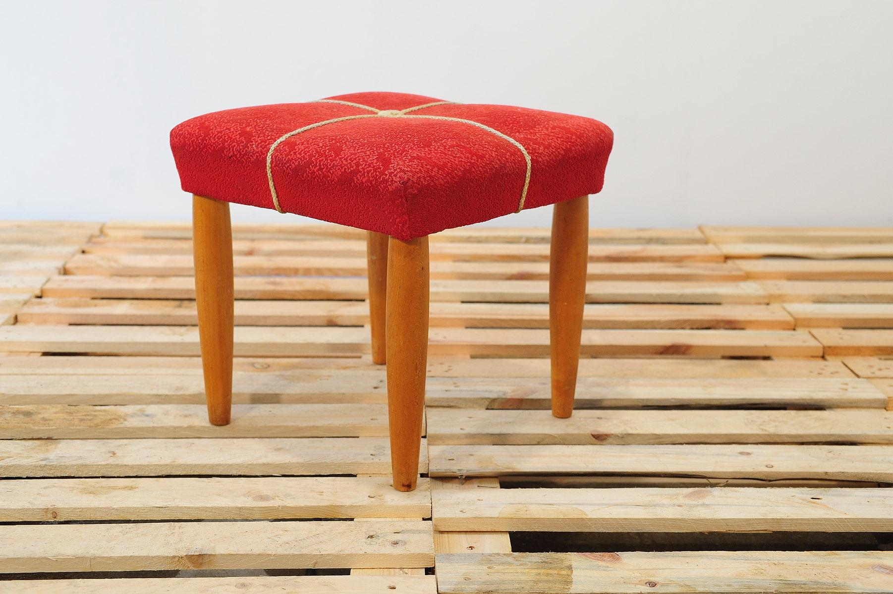 20th Century Mid century upholstered stool by ULUV, 1960´s, Czechoslovakia For Sale