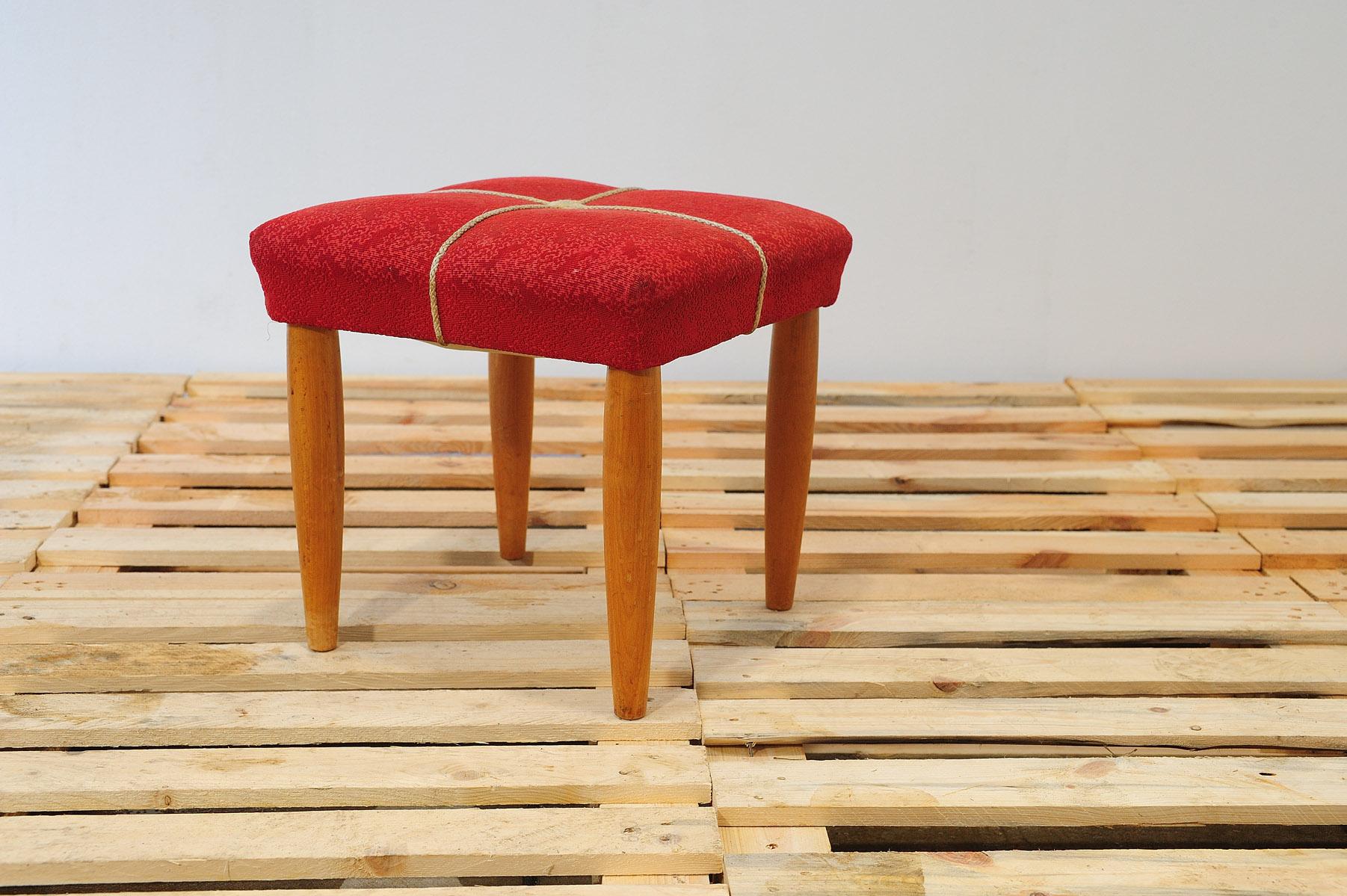 Mid century upholstered stool by ULUV, 1960´s, Czechoslovakia For Sale 1