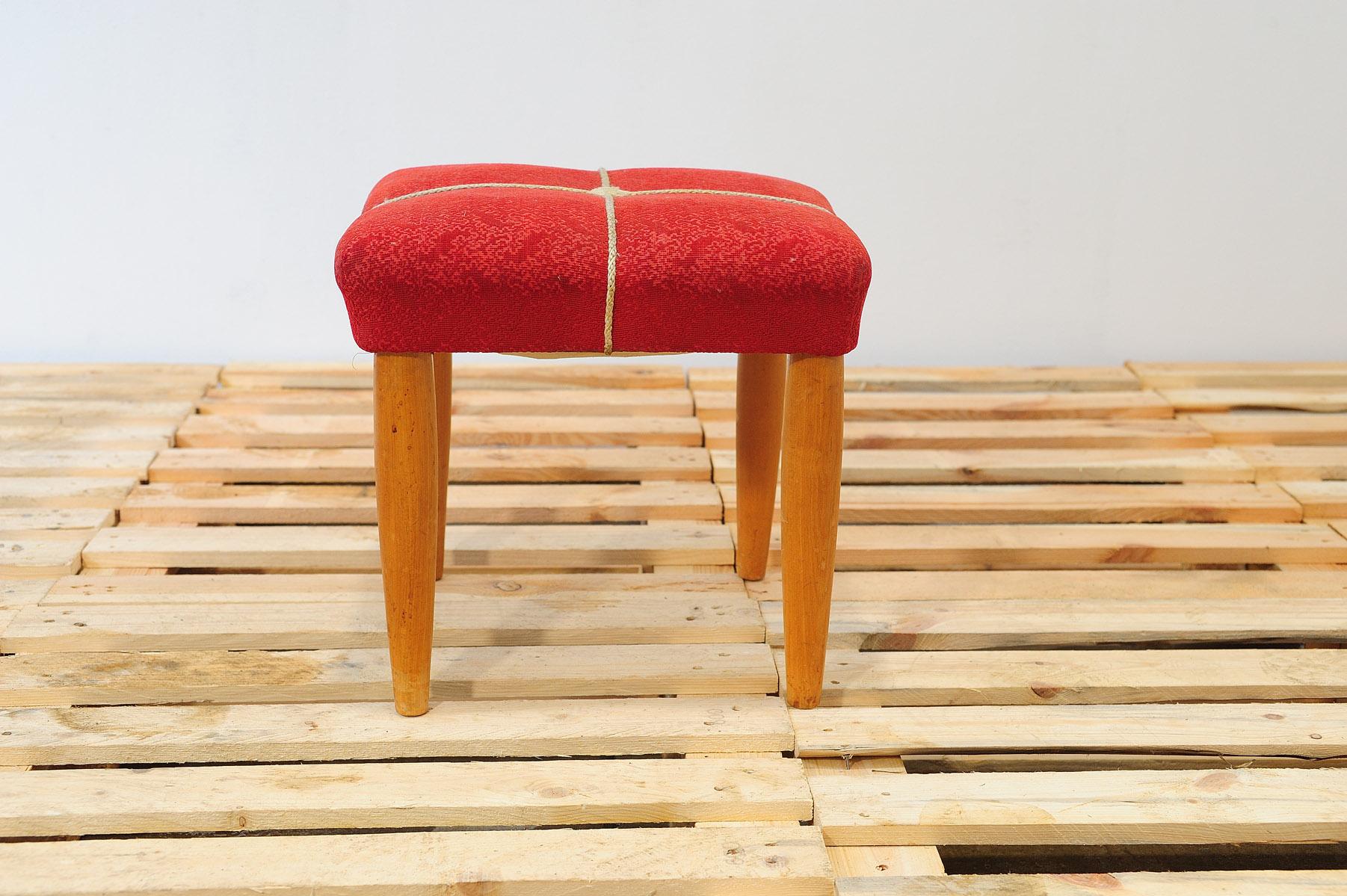 Mid century upholstered stool by ULUV, 1960´s, Czechoslovakia For Sale 2