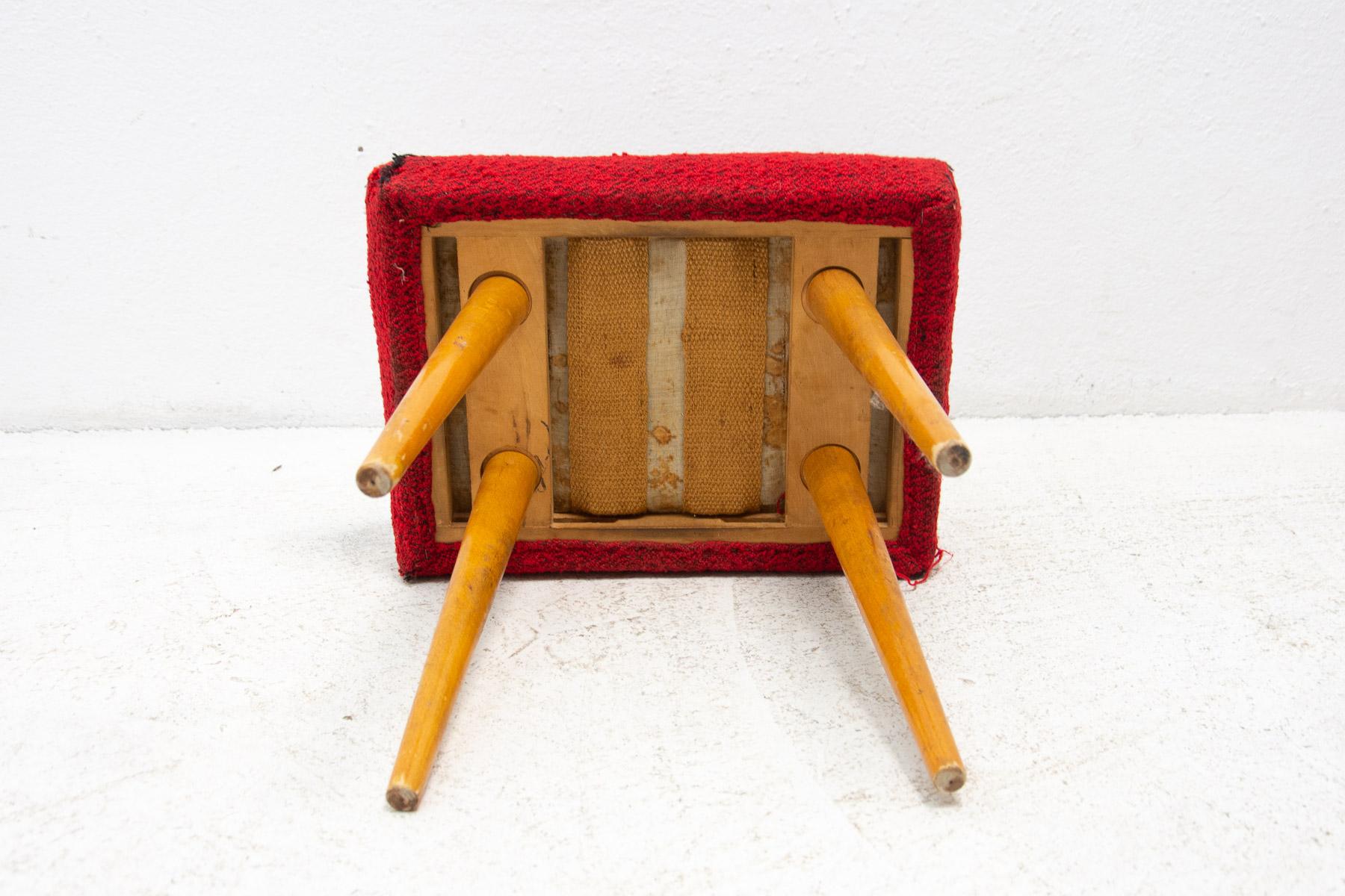 Mid Century Upholstered Stool, Footrest, 1960, Czechoslovakia For Sale 5