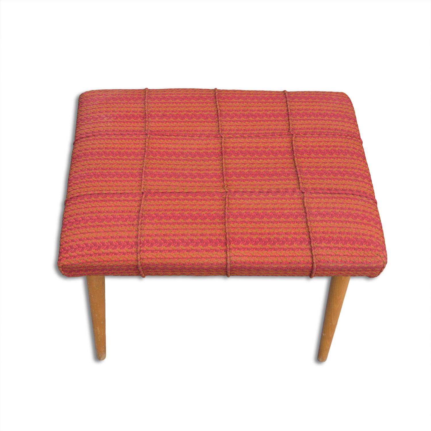 Mid-Century Modern Mid Century Upholstered Stool, Footrest, 1960, Czechoslovakia For Sale