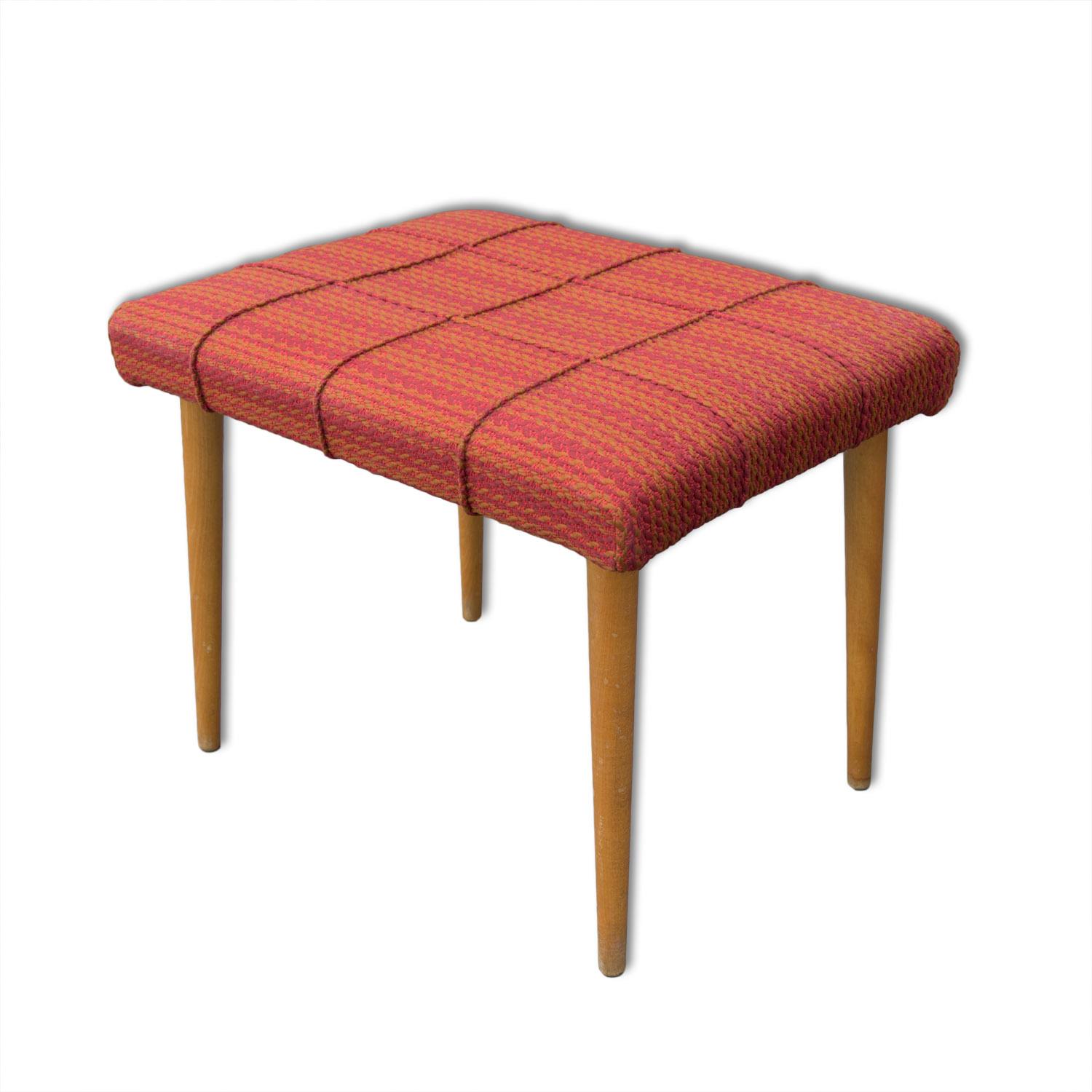 Mid Century Upholstered Stool, Footrest, 1960, Czechoslovakia For Sale 1