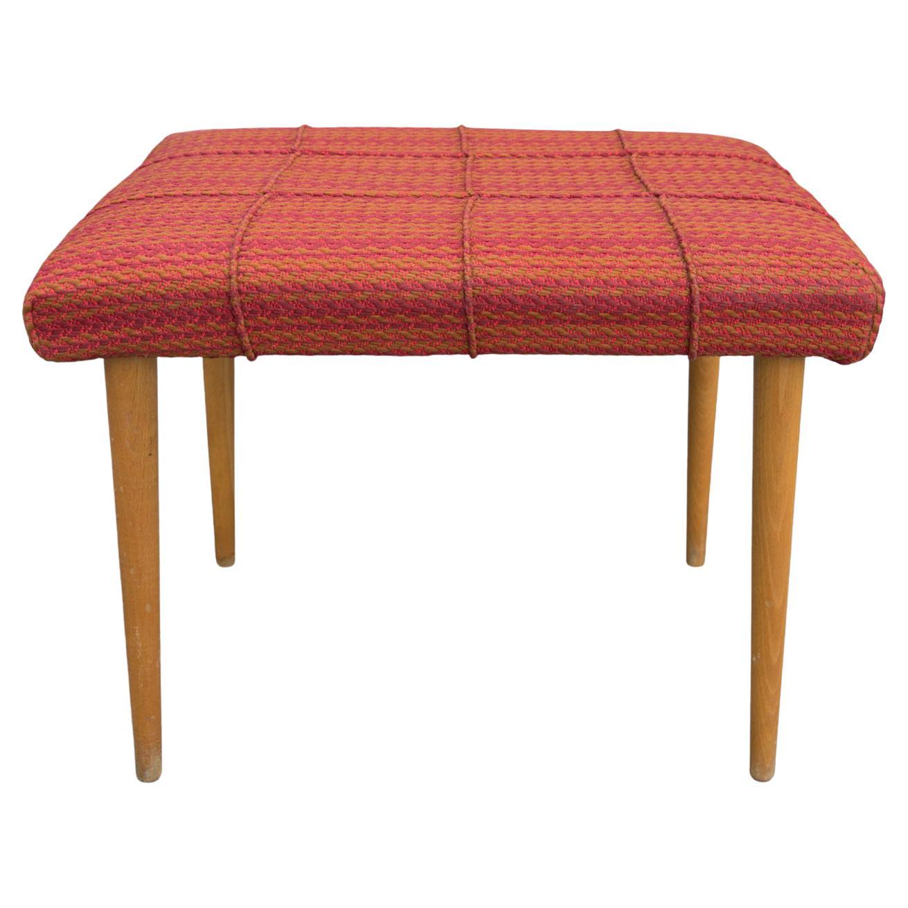 Mid Century Upholstered Stool, Footrest, 1960, Czechoslovakia