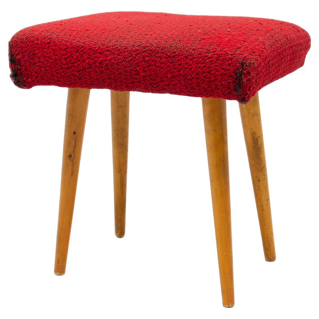 Mid Century Upholstered Stool, Footrest, 1960, Czechoslovakia For Sale