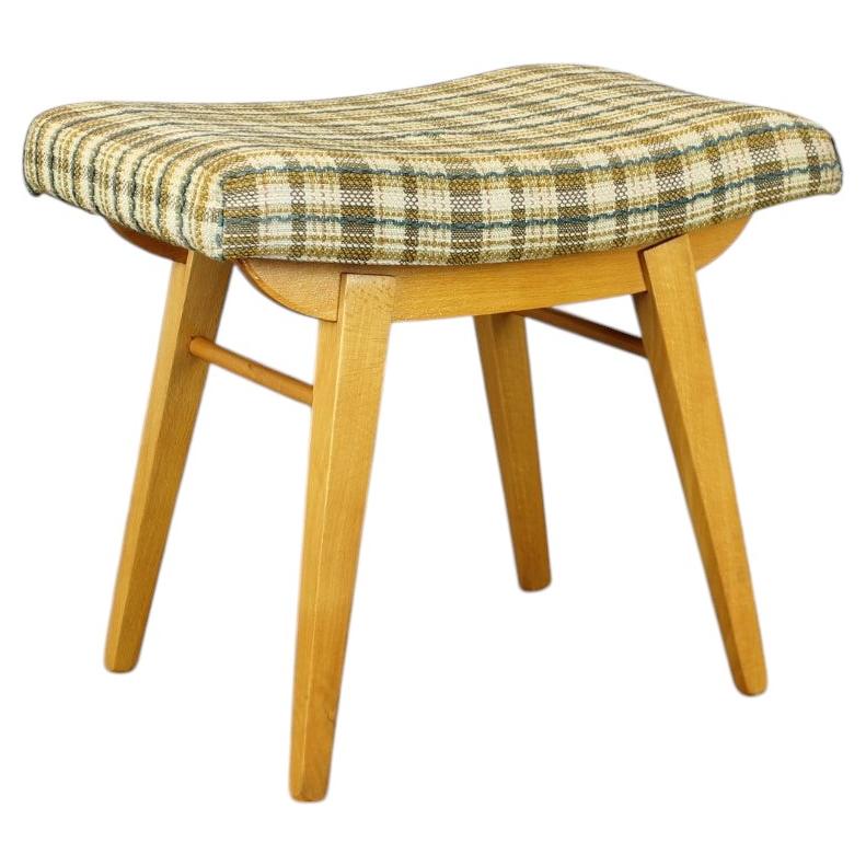 Mid-Century Upholstered Stool or Footstool, Czechoslovakia, 1970s For Sale