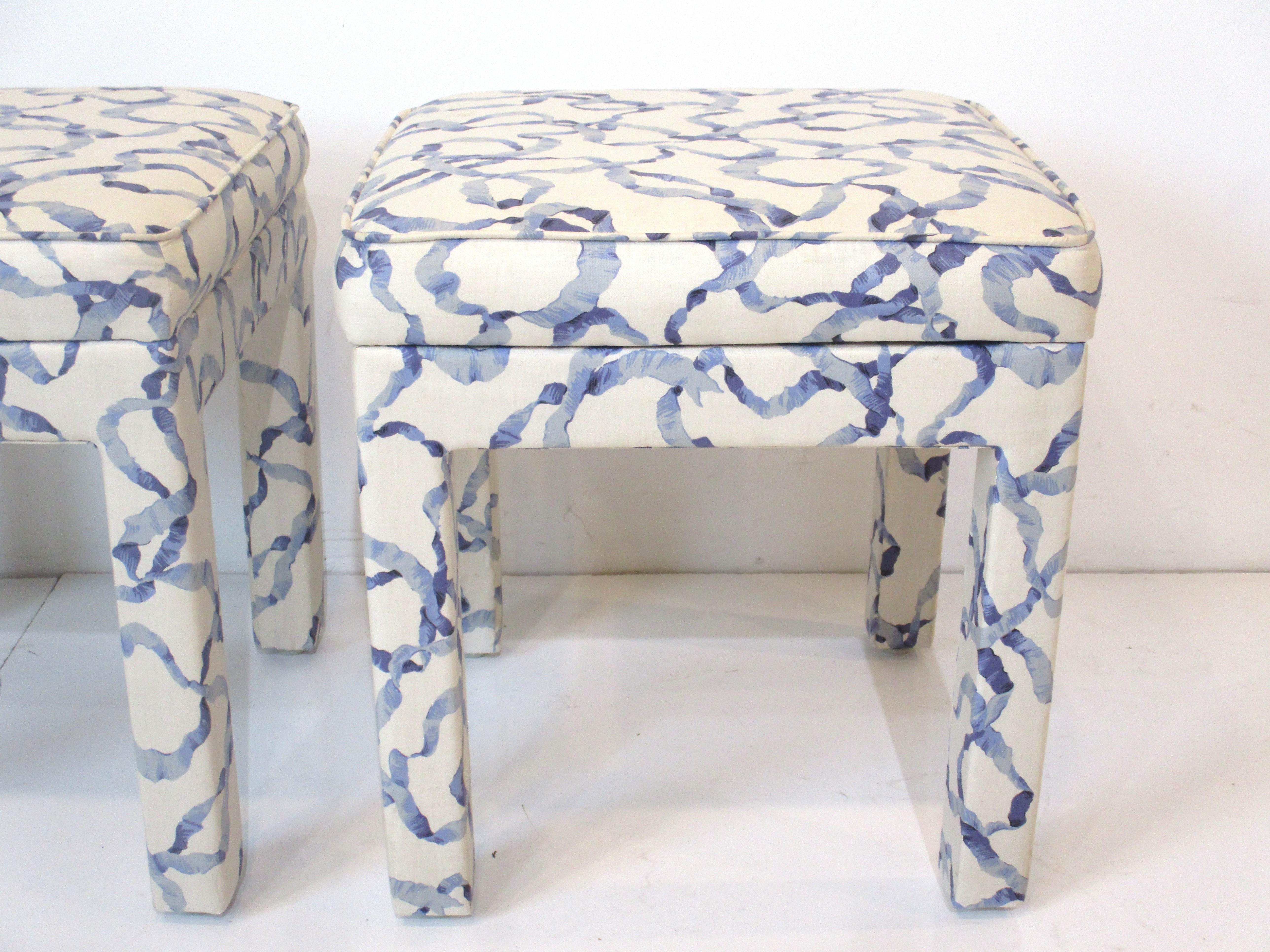 20th Century Mid-Century Upholstered Stools in the Style of Henredon For Sale