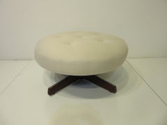 Midcentury Upholstered Swiveling Ottoman in the Style of Dunbar