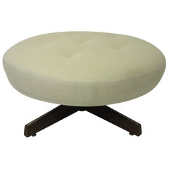 Midcentury Upholstered Swiveling Ottoman in the Style of Dunbar