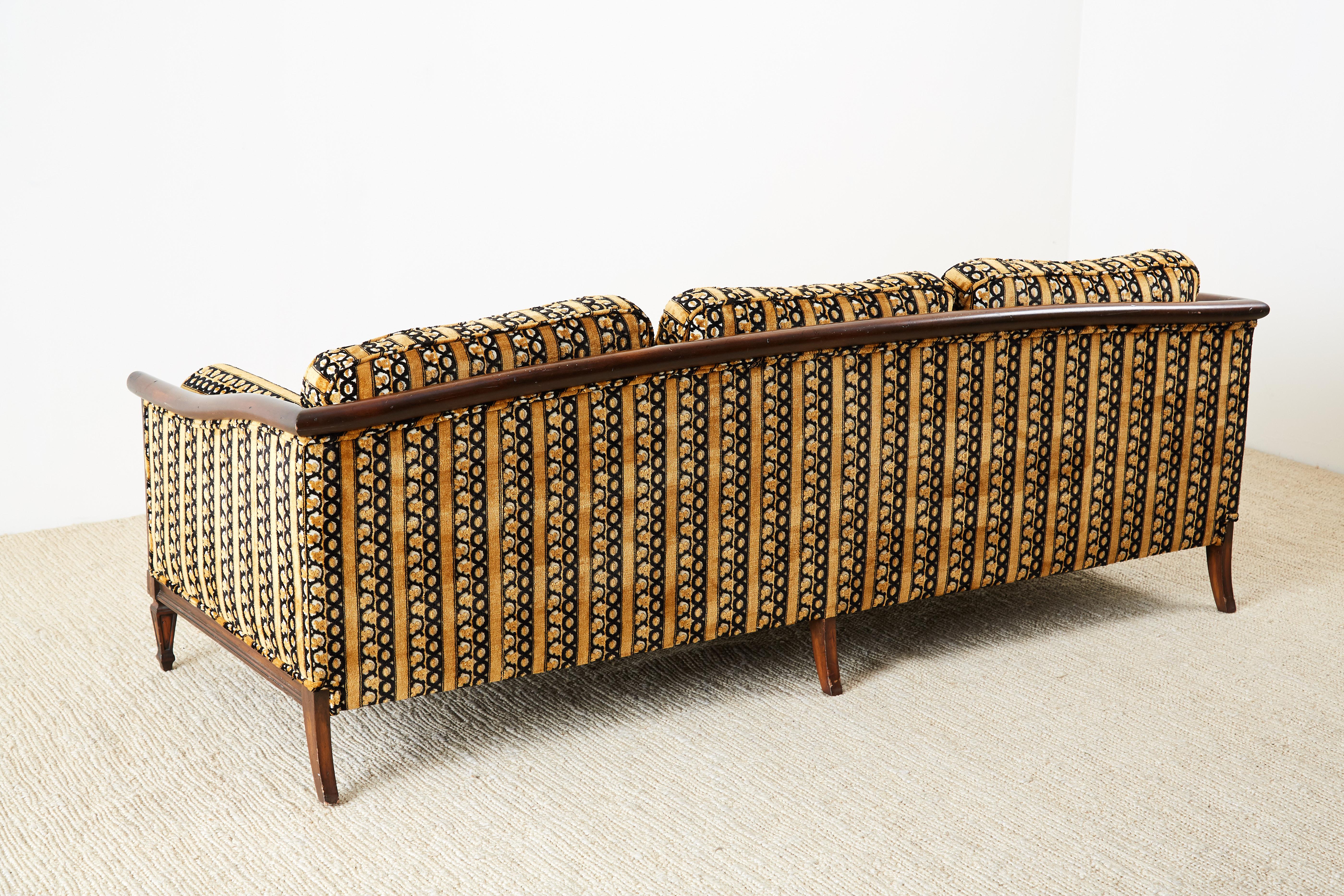 Dunbar Midcentury Upholstered Walnut Three-Seat Sofa 9