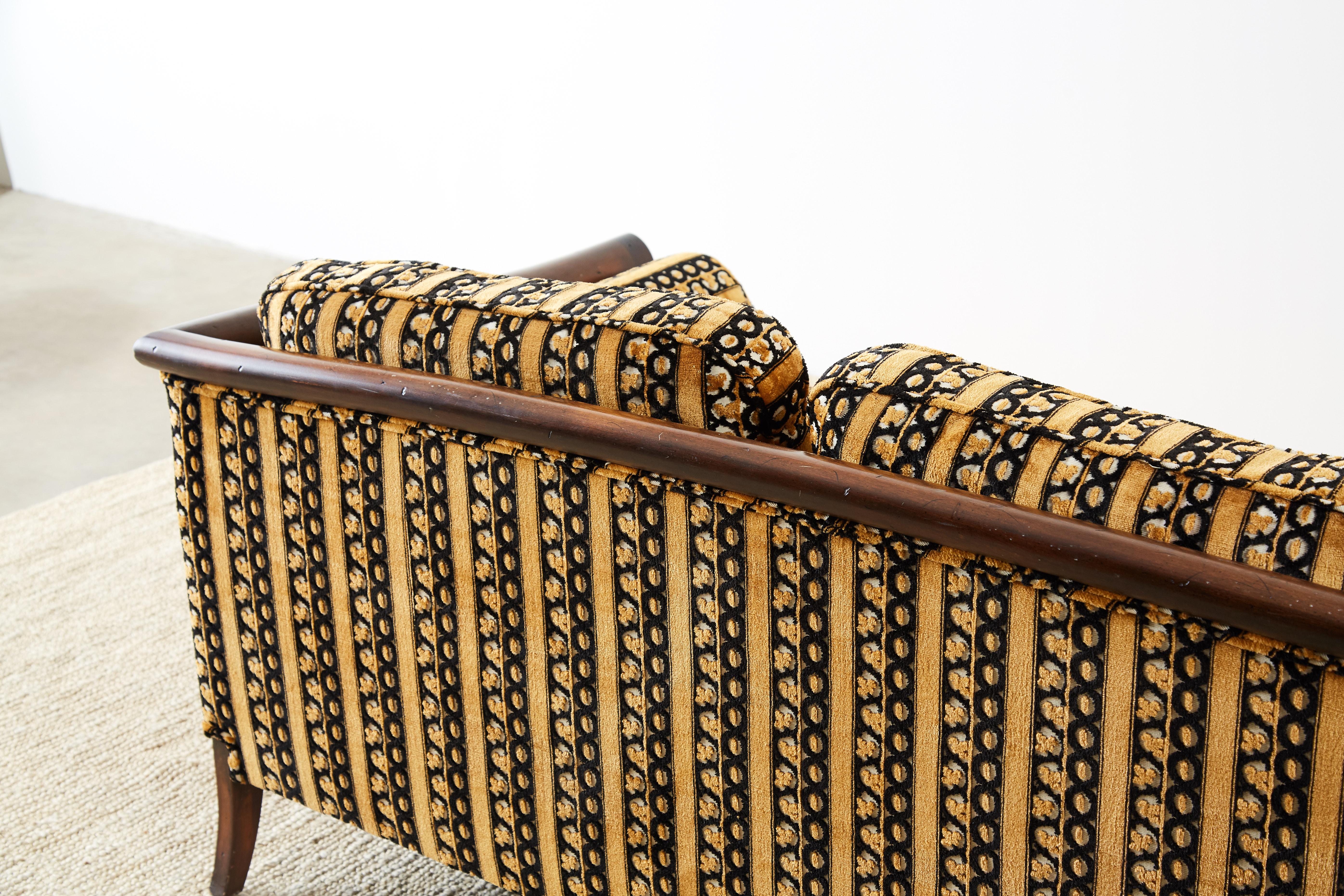 Dunbar Midcentury Upholstered Walnut Three-Seat Sofa 11