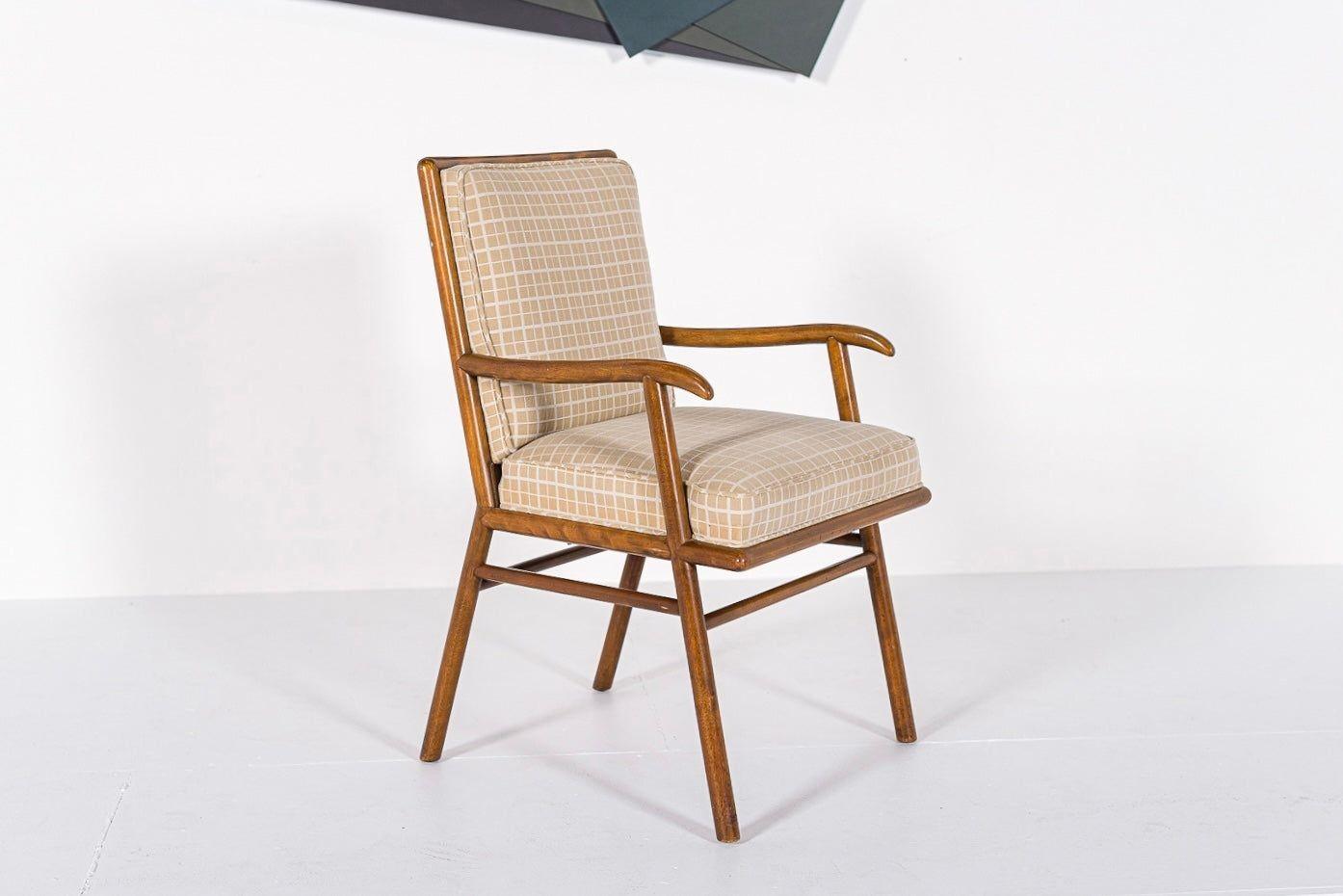 Mid Century Upholstered Wood Arm Chair by Robsjohn-Gibbings for Widdicomb In Good Condition For Sale In Detroit, MI