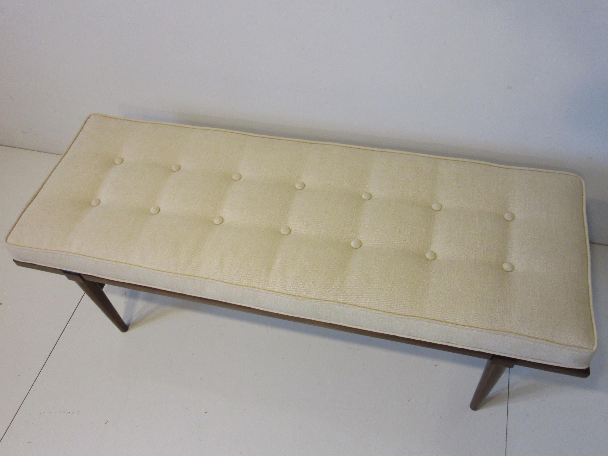 Mid-Century Modern Mid Century Upholstered Wood Bench