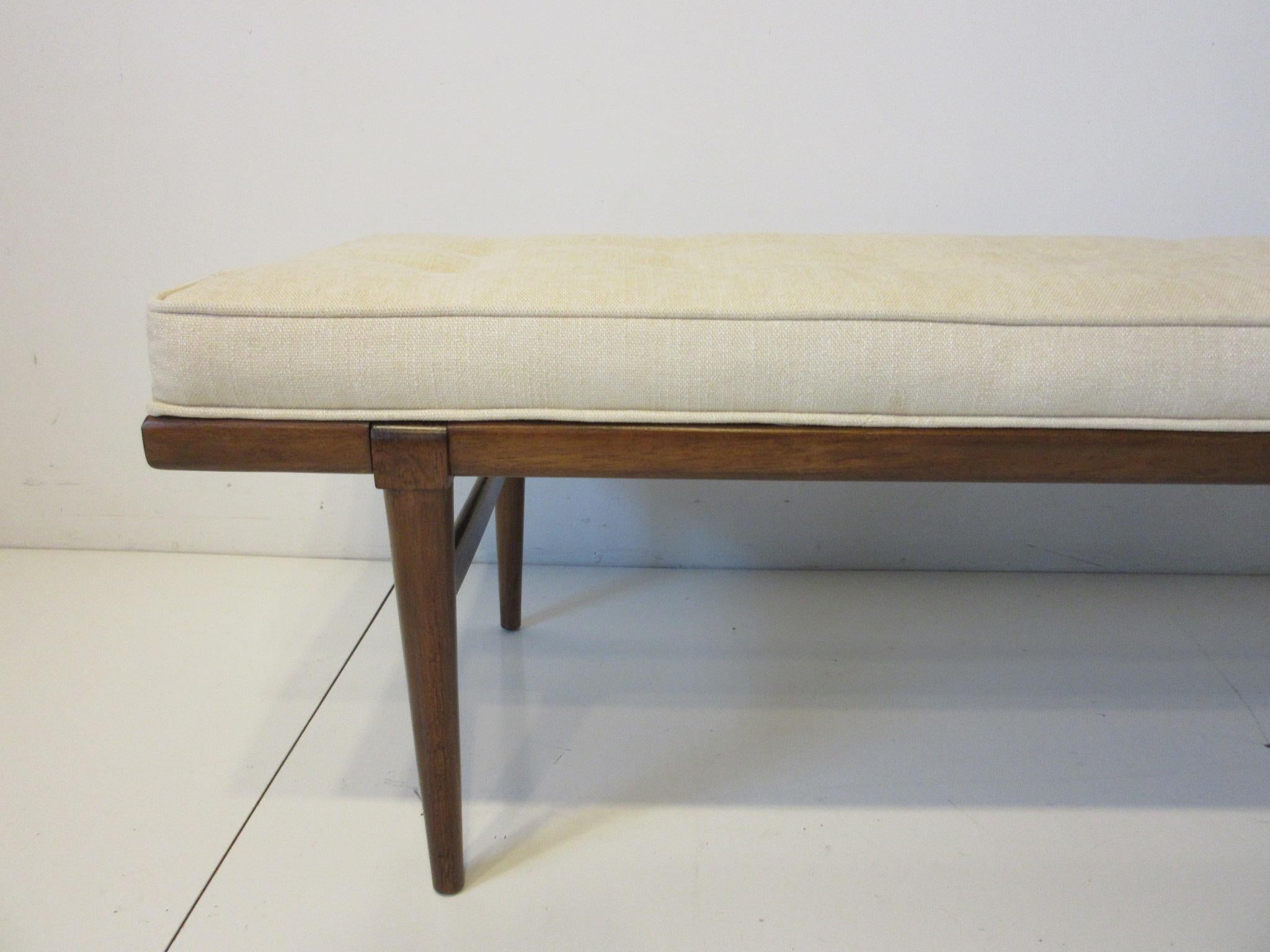 American Mid Century Upholstered Wood Bench