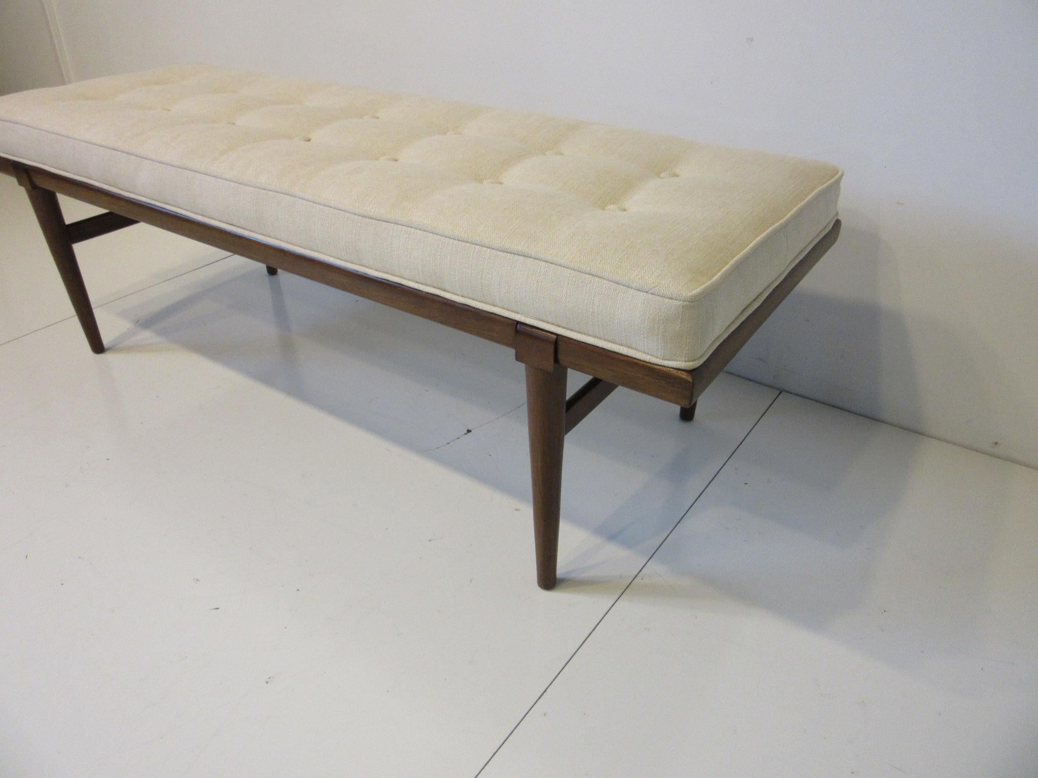 Upholstery Mid Century Upholstered Wood Bench