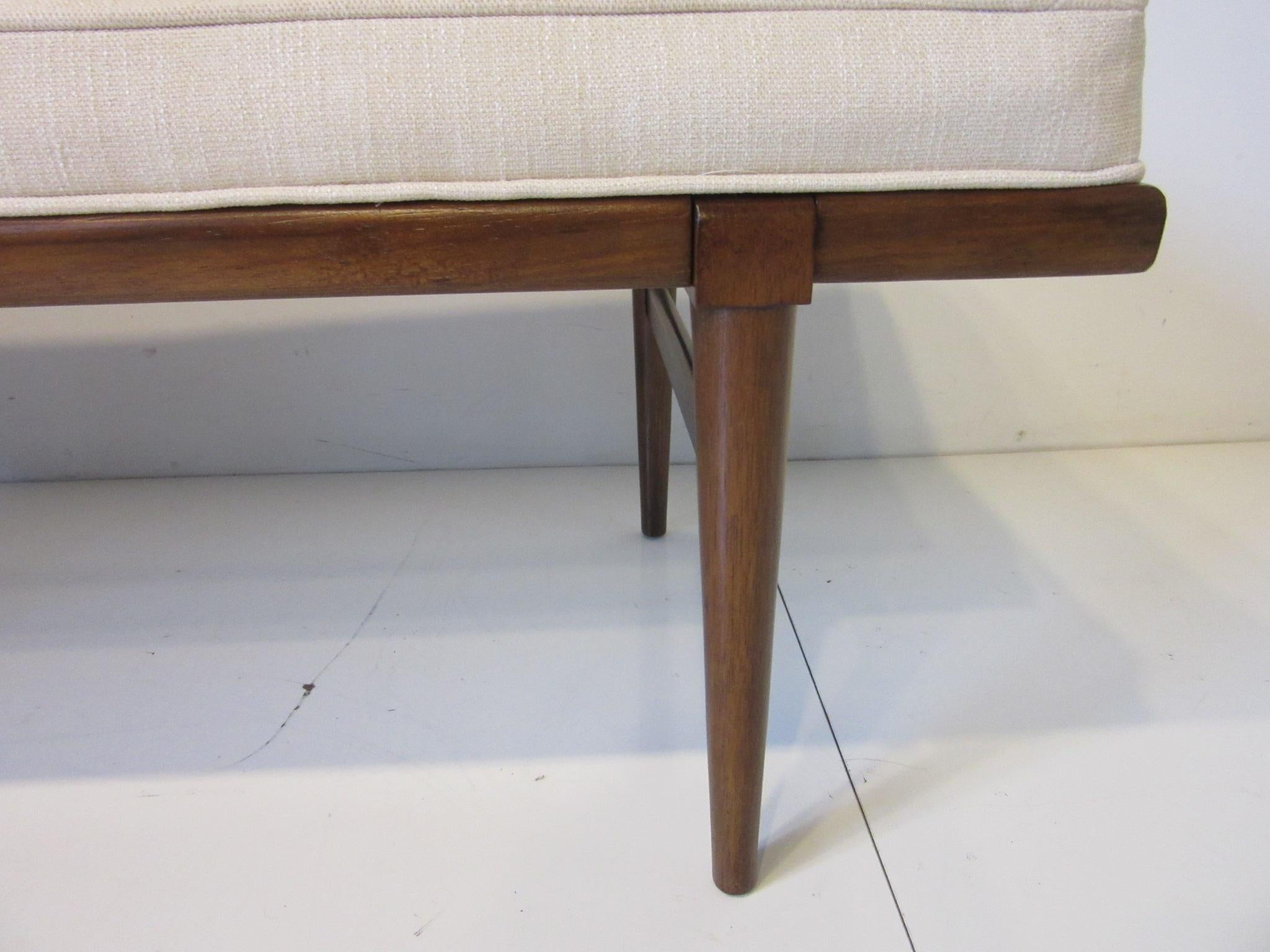 Mid Century Upholstered Wood Bench 1