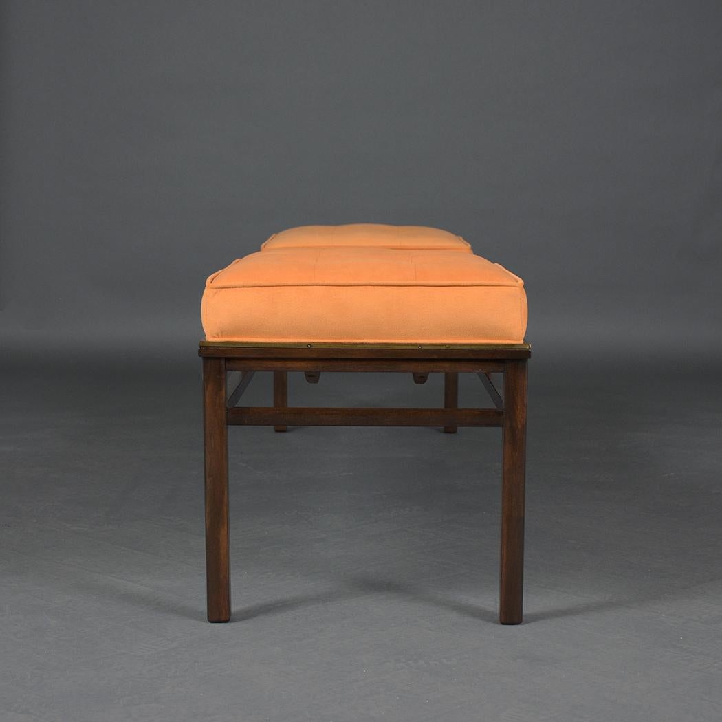Mid-20th Century Vintage Mid-Century Modern Velvet Upholstery Bench