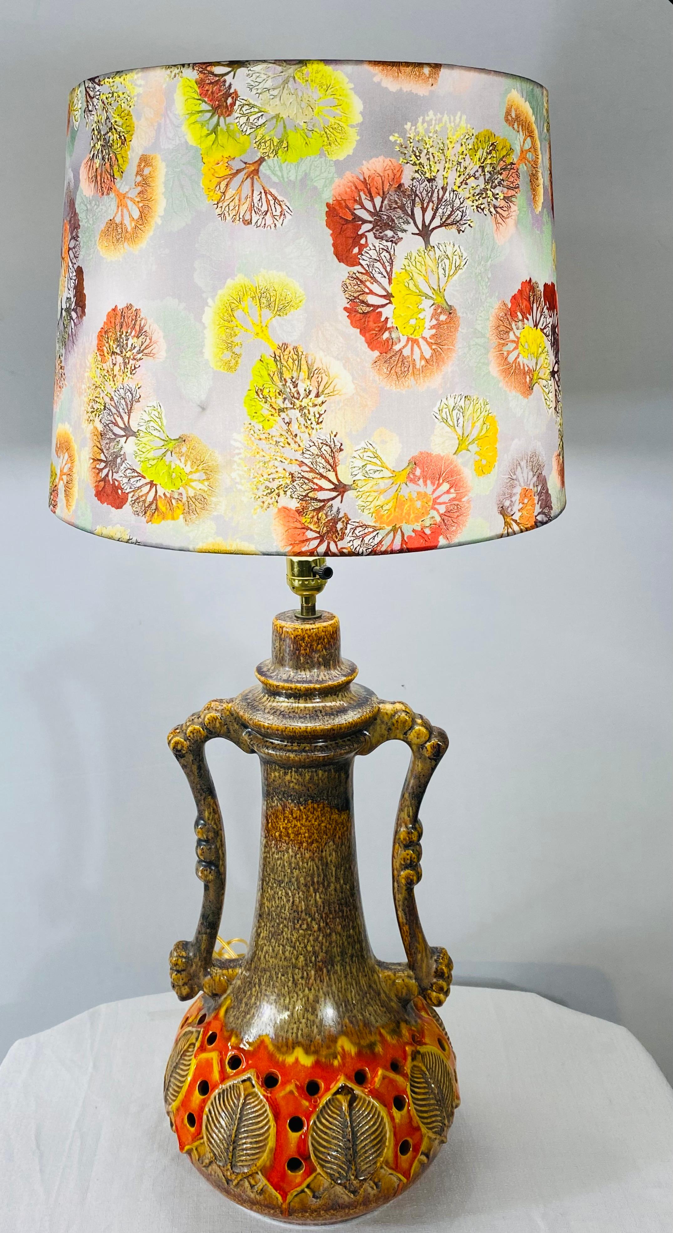 Mid-Century Modern Mid-Century Urn or Jar Converted Table Lamp with Custom Shade For Sale