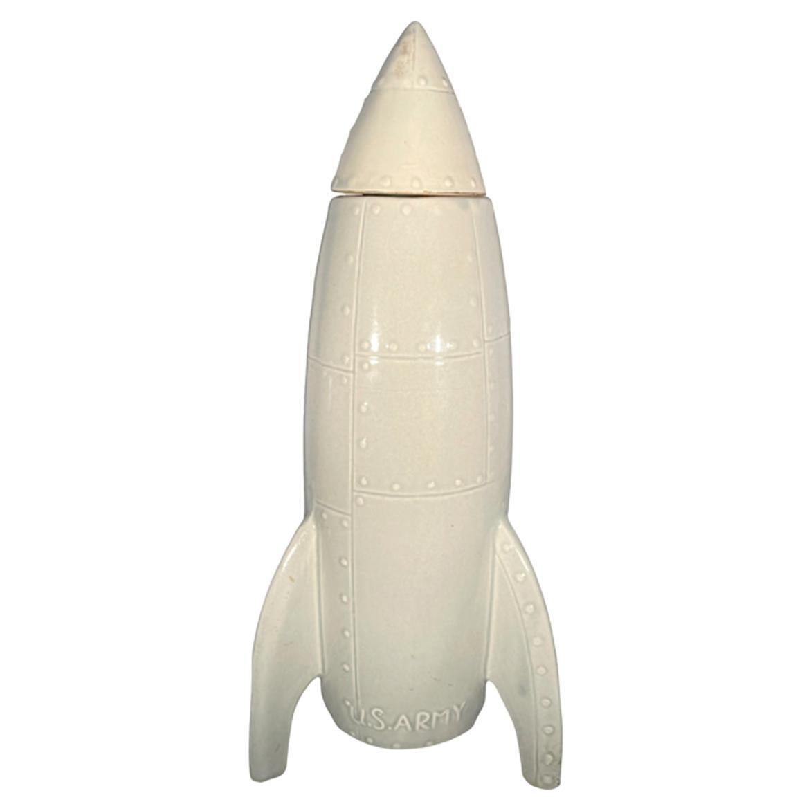 Midcentury "U.S. Army" Ceramic Rocket Decanter by Davar