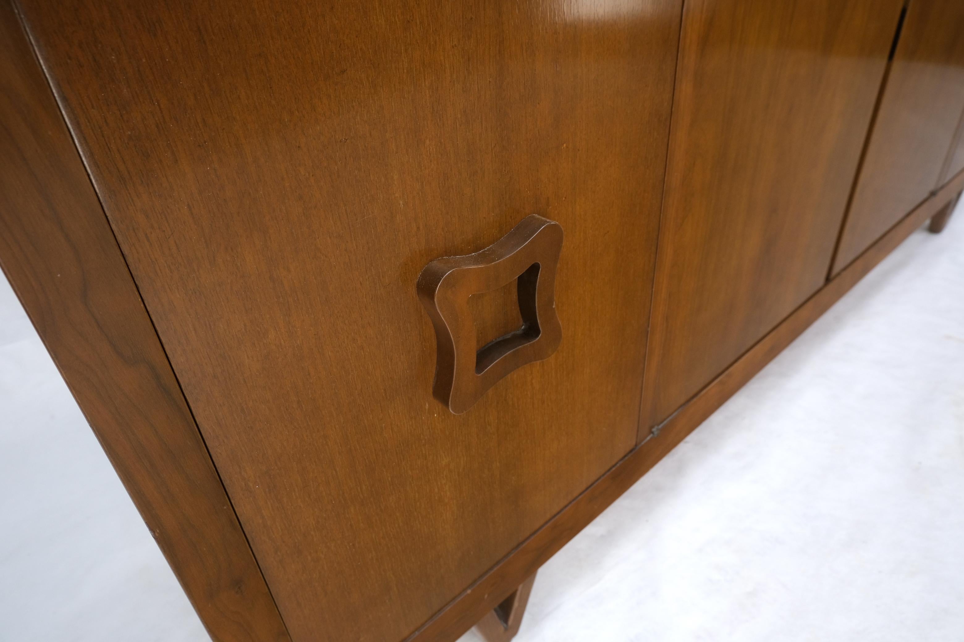 Mid Century V Shape Leg 4 Doors Compartments 3 Drawer Credenza Buffet Cabinet For Sale 5