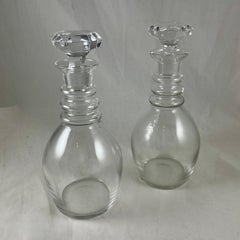 Midcentury Val Saint Lambert Blown Glass Decanters, a Pair