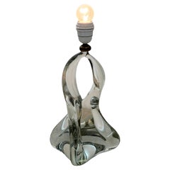 Base de lampe sculpturale en cristal du Val Saint Lambert, milieu du siècle dernier