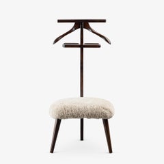 Mid-Century Valet Chair in Walnut & Shearling