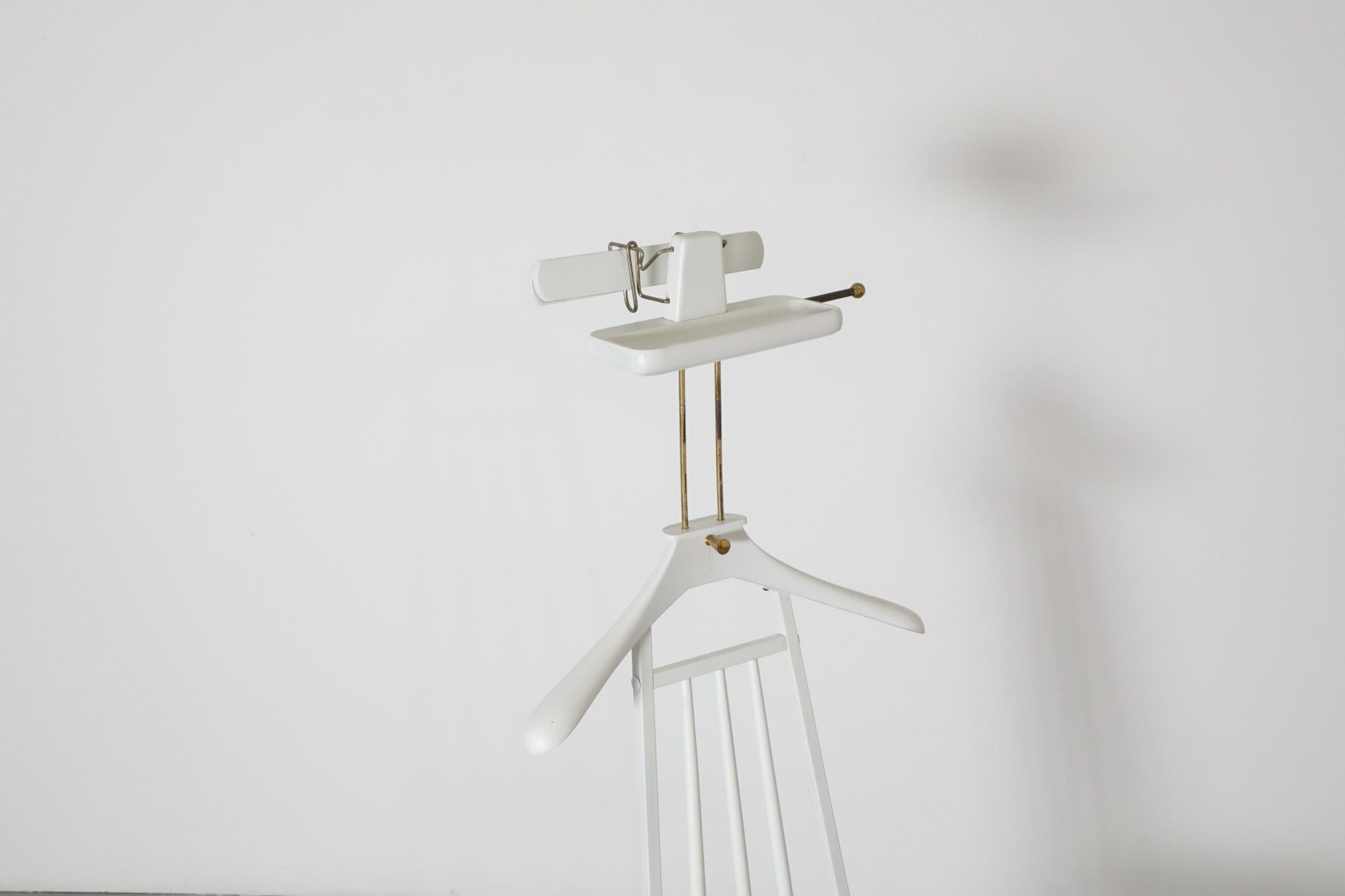 Mid-Century Valet or Butlers Chair in White Painted Wood with Gray Velvet Seat For Sale 6