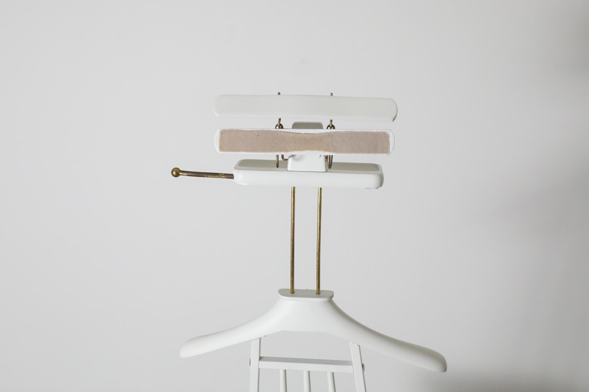 Mid-Century Valet or Butlers Chair in White Painted Wood with Gray Velvet Seat For Sale 8