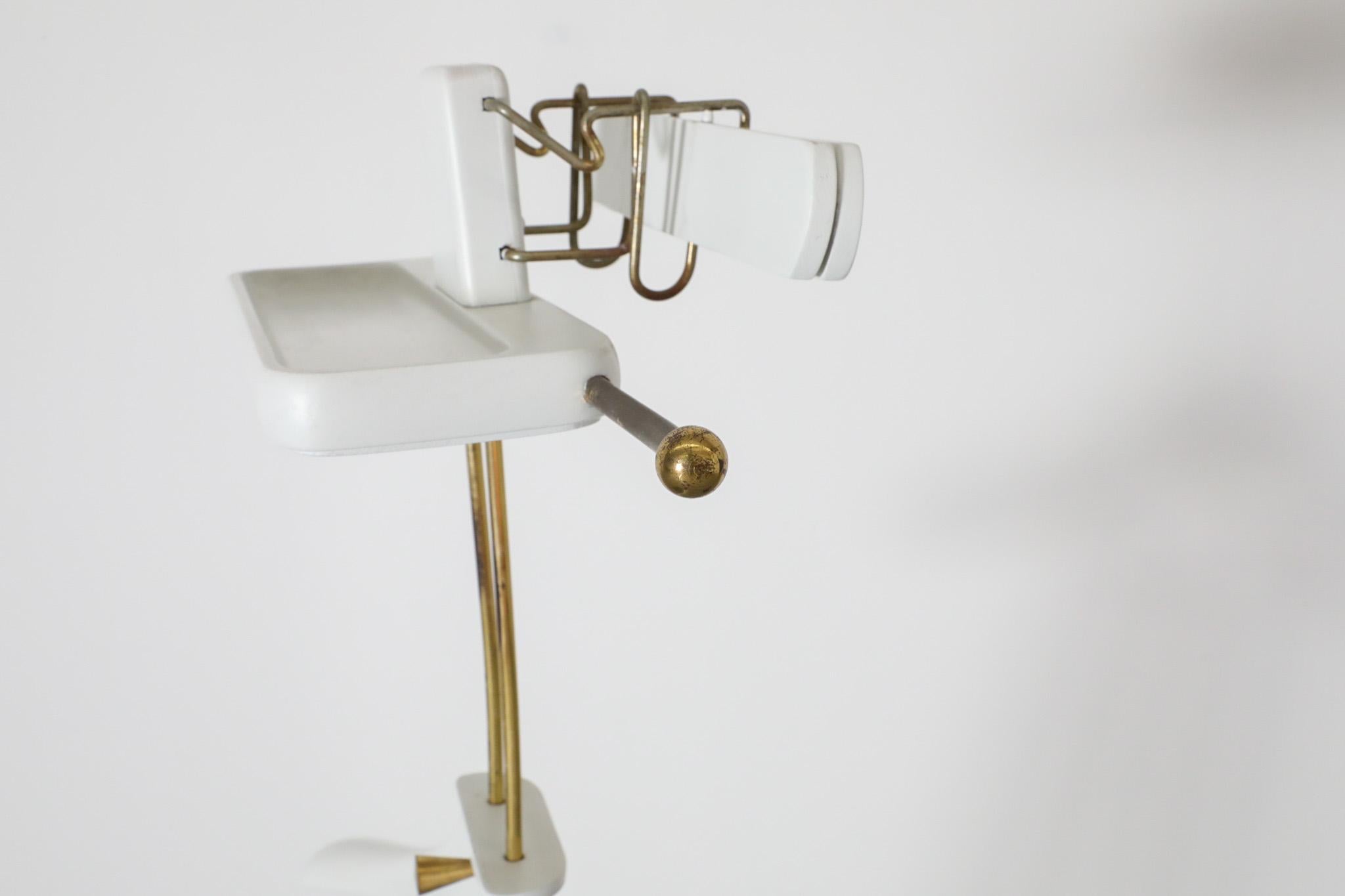 Mid-Century Valet or Butlers Chair in White Painted Wood with Gray Velvet Seat For Sale 10