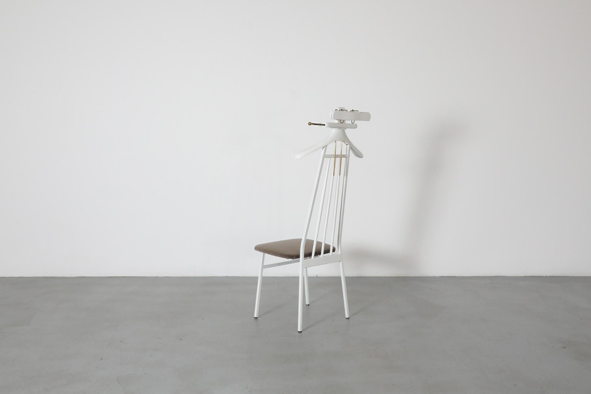 Mid-20th Century Mid-Century Valet or Butlers Chair in White Painted Wood with Gray Velvet Seat For Sale