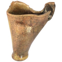 Mid Century Sculpted Stoneware Vase from Vallauris, circa 1970s