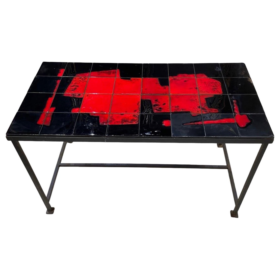 Mesa baja de azulejos de cerámica Mid Century Vallauris