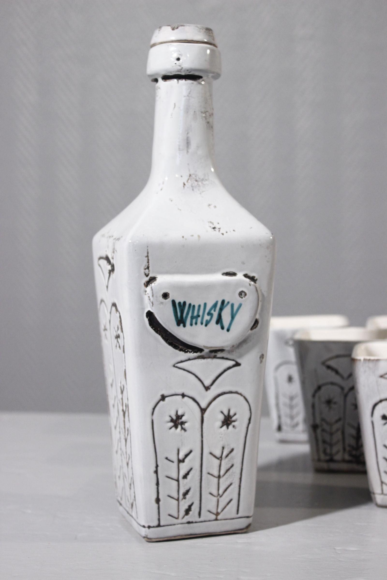 Mid-Century Modern Service à whisky Vallauris du milieu du siècle dernier en vente