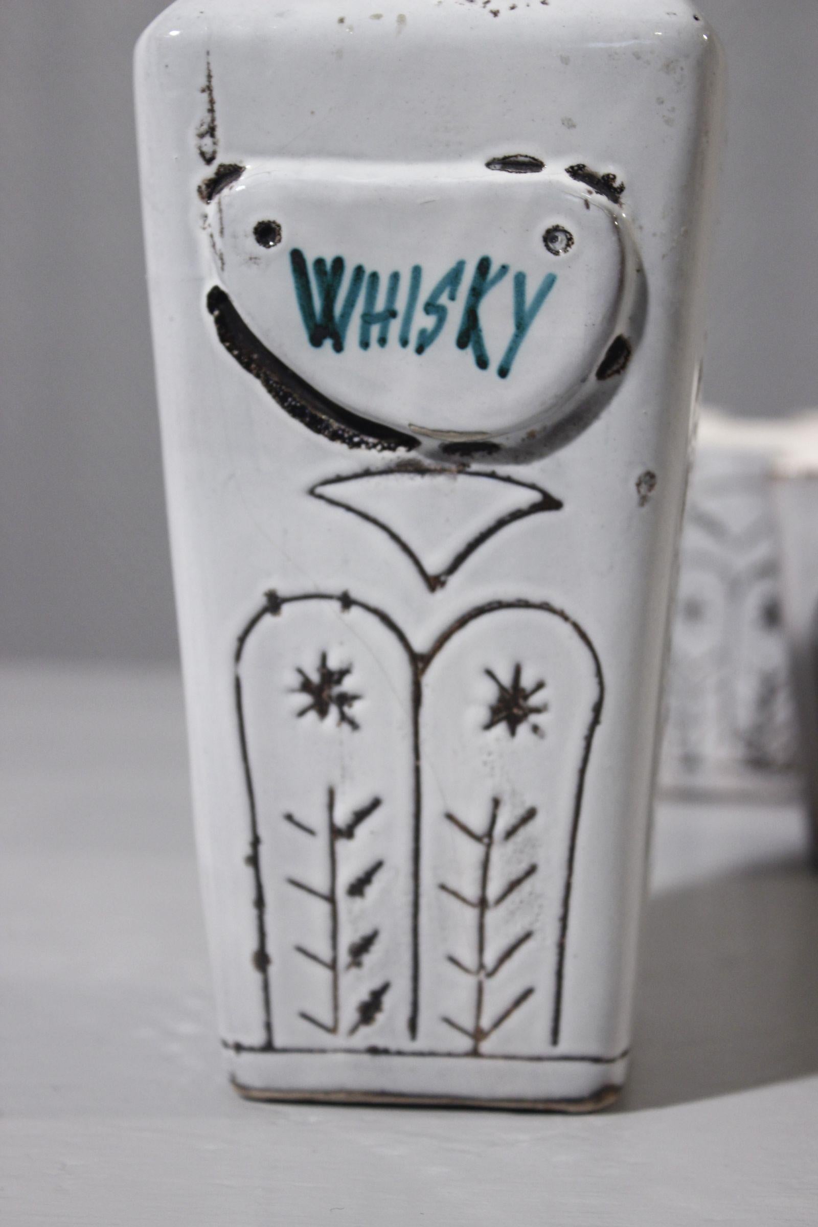 Vernissé Service à whisky Vallauris du milieu du siècle dernier en vente