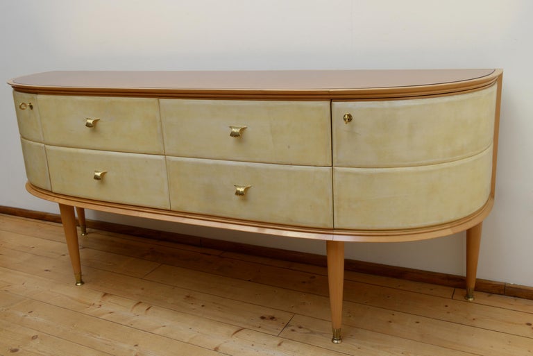 Midcentury Valzania Curved Chest Or Sideboard Encased Peach