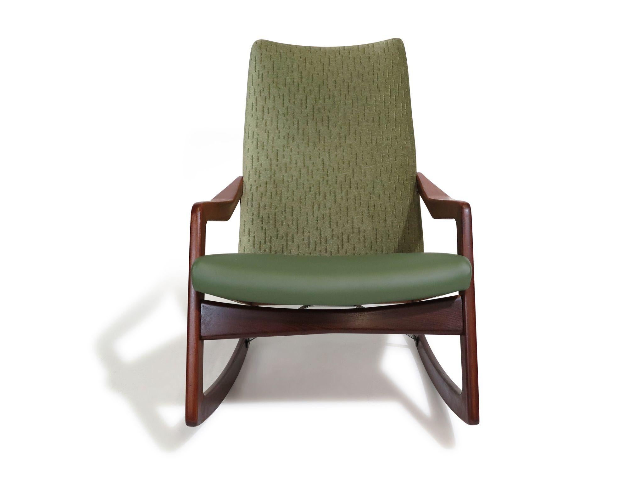 Oiled Mid-century Vamo Sonderborg Danish Teak Rocking Chair For Sale