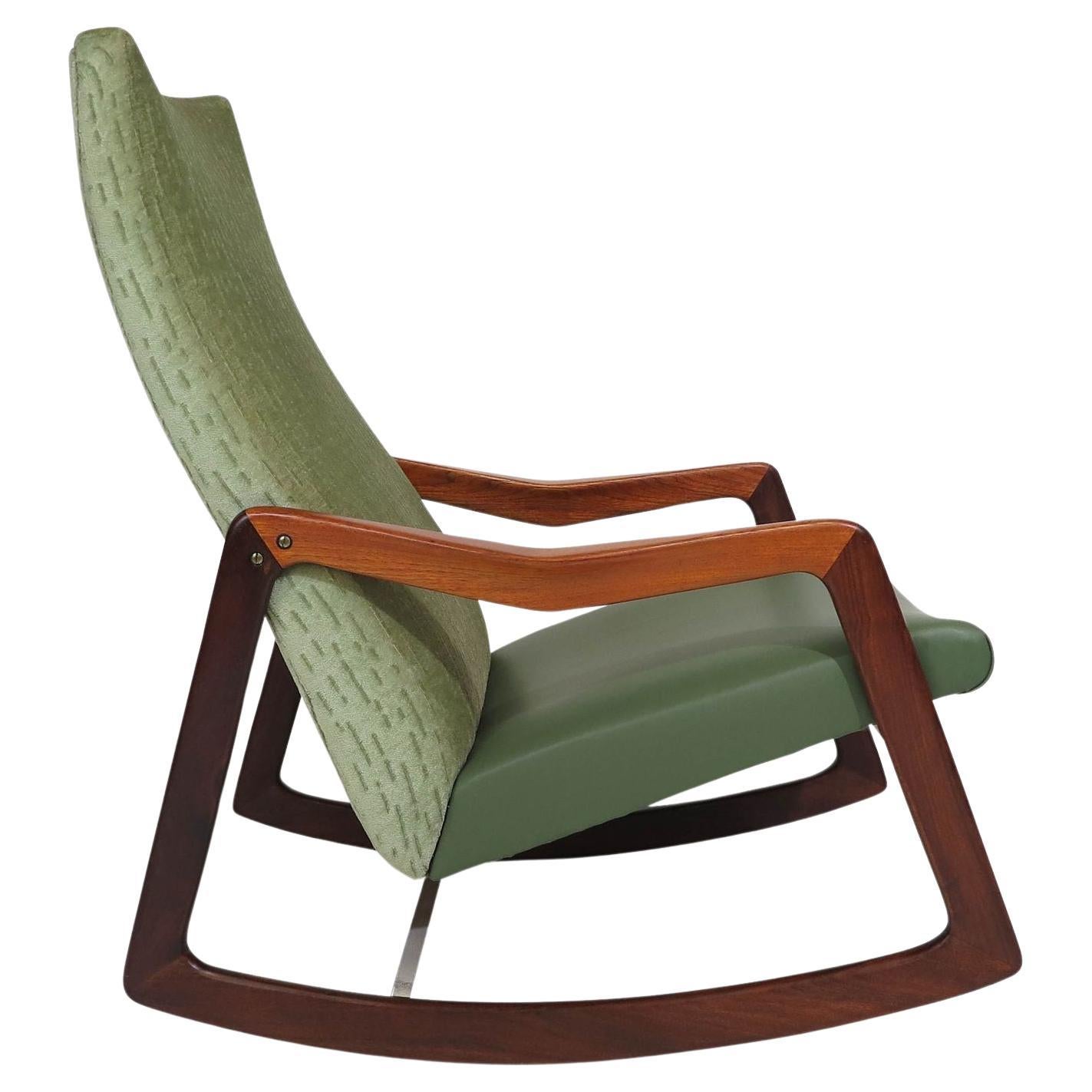 Mid-century Vamo Sonderborg Danish Teak Rocking Chair For Sale