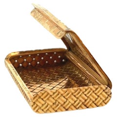 Mid Century Van Cleef & Arpels 18 Karat Yellow Gold Basket Weave Pill Box
