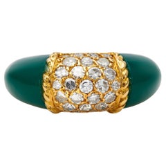 Mid Century Van Cleef & Arpels Diamond & Chrysoprase 18k Yellow Gold Philippene