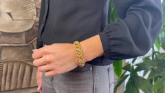 Mid Century Van Cleef & Arpels Diamond Emerald 18k Yellow Gold Rope Bracelet